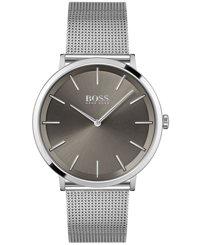 BOSS HUGO Men's Skyliner Stainless Steel Mesh Bracelet Watch 40mm - Macy's