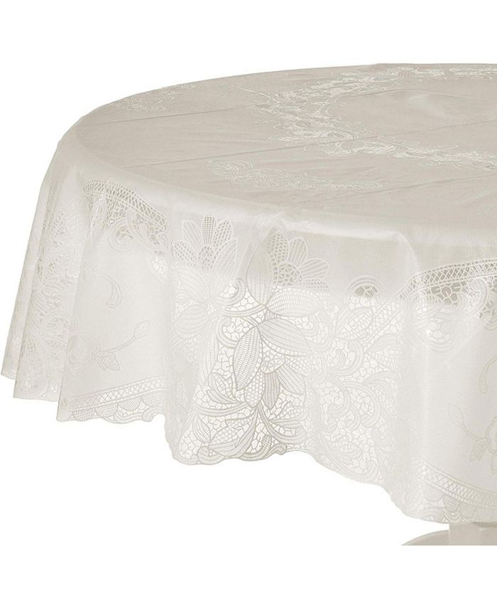 Violet Table Linens Violet Vinyl Lace Battenberg Embossed Floral