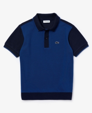 image of Little Boys Short Sleeve Cotton Petit Pique Color block Polo Shirt