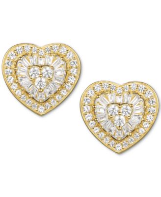 Diamond Baguette Heart Stud Earrings (1/2 ct. t.w.) in 14k Gold , 14k White Gold or 14k Rose Gold