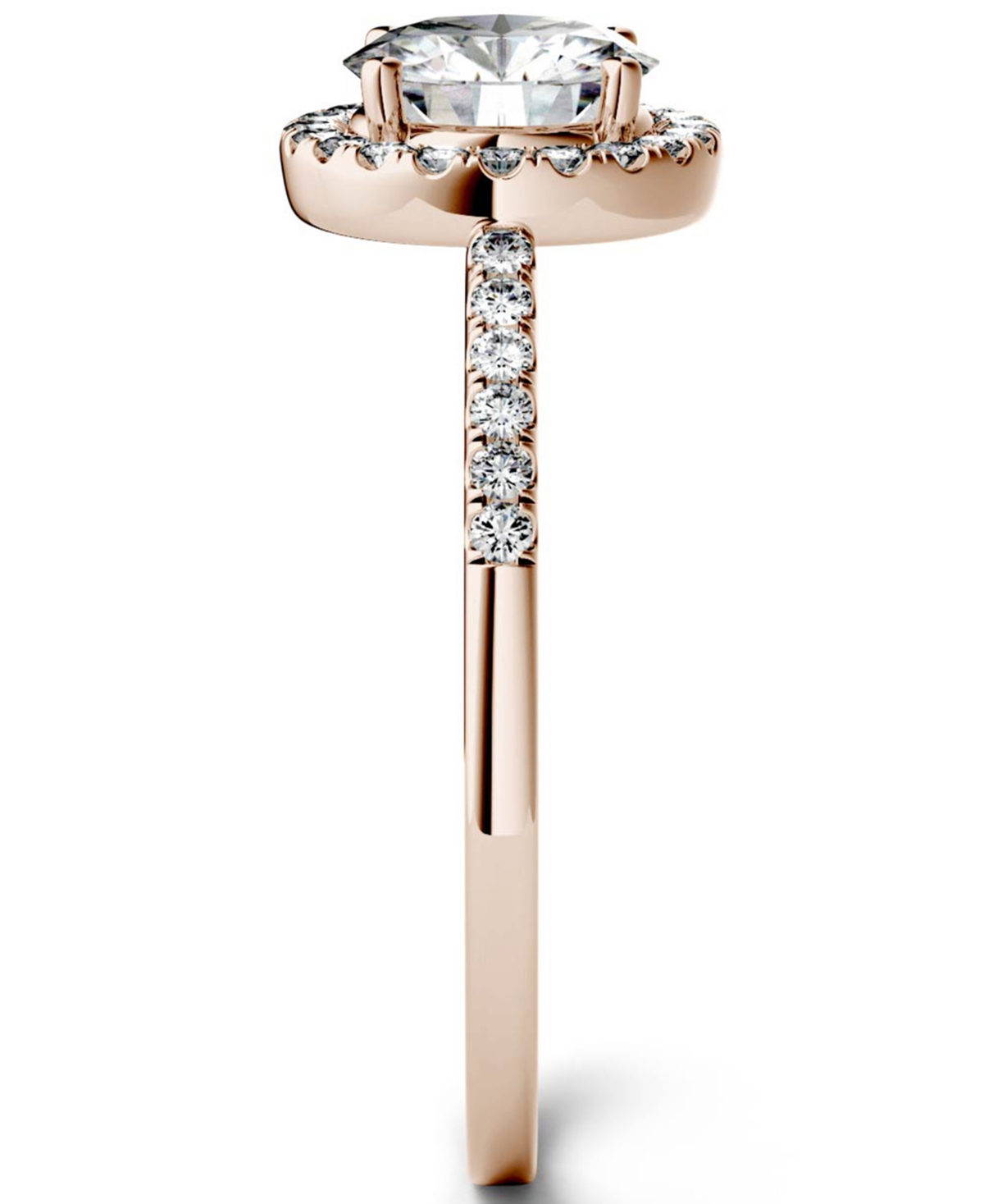 Moissanite Round Halo Ring (1-1/3 ct. t.w. Diamond Equivalent) in 14k Gold or White Gold or- Rose Gold