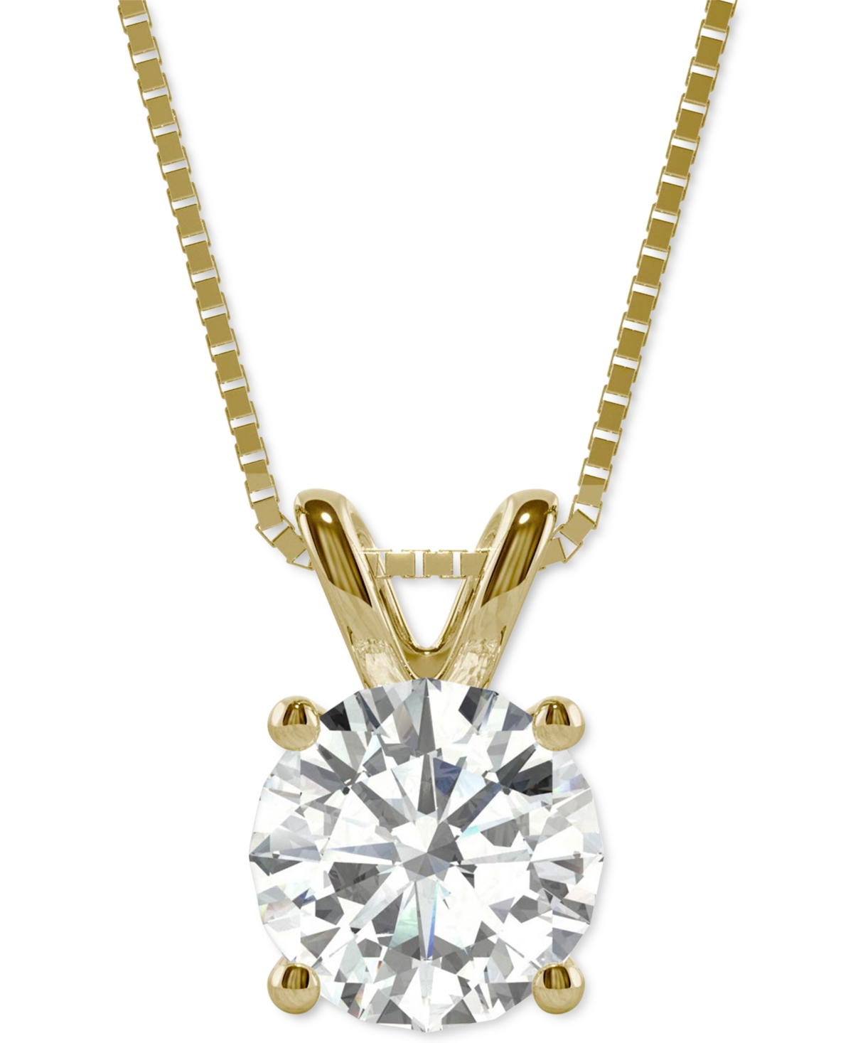 Moissanite Solitaire Pendant (1-9/10 ct. t.w. Diamond Equivalent) in 14k White Gold or 14k Yellow Gold - Gold
