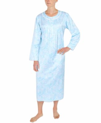 Miss Elaine - Brushed-Back Satin Long Printed Nightgown