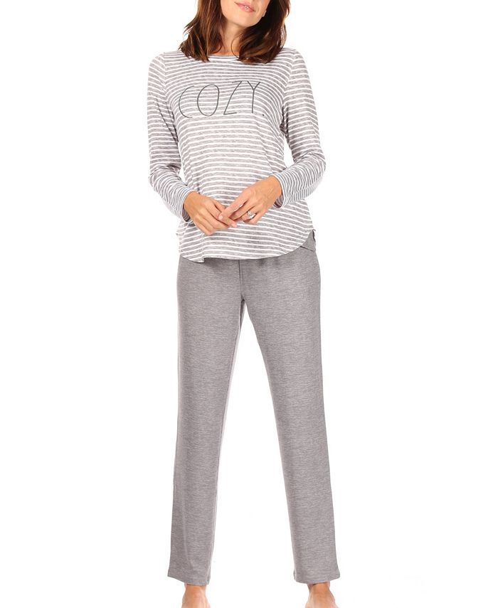 Rae Dunn Women's Cozy Long Sleeve Hacci Pajama Set - Macy's