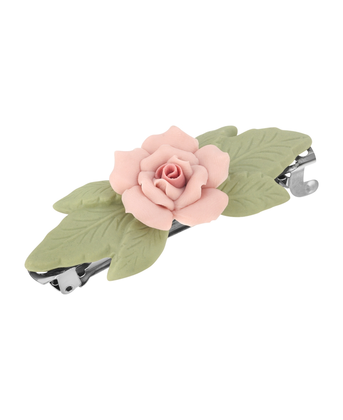 2028 Women's Silver-tone Genuine Porcelain French Hair Barrette In Pink