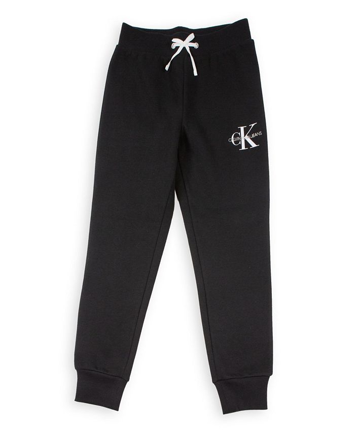 Calvin Klein Big Girls Monogram Logo Fleece Sweatpants - Macy's