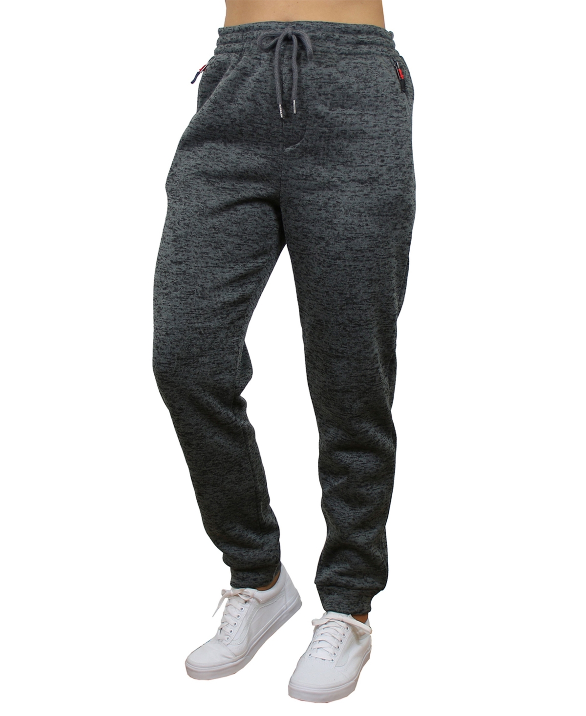 Galaxy by Harvic Women's Loose Fit Marled Fleece Joggers with Zipper Side Pockets