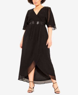 City Chic Women's Trendy Plus Size Sequin Wrap Maxi Dress - Macy's