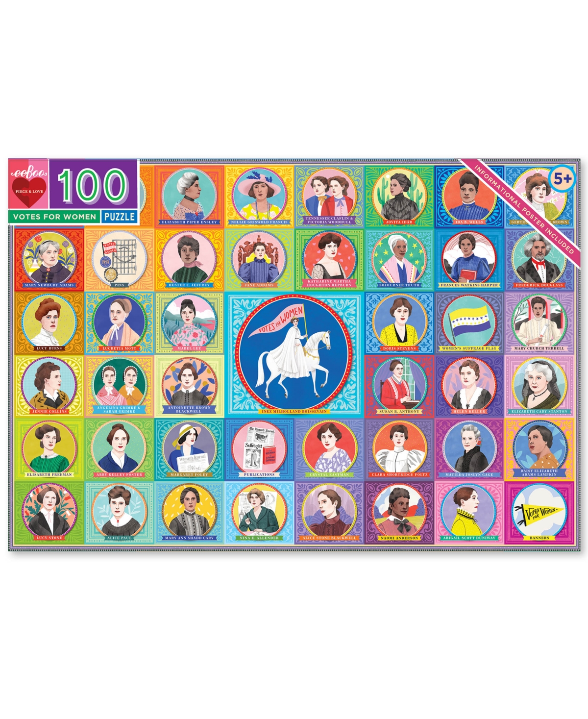 Eeboo Votes For Women Puzzle, 100 Piece In Multi