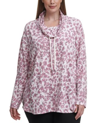 Calvin Klein Plus Size Printed Cowl-Neck Top Macy's