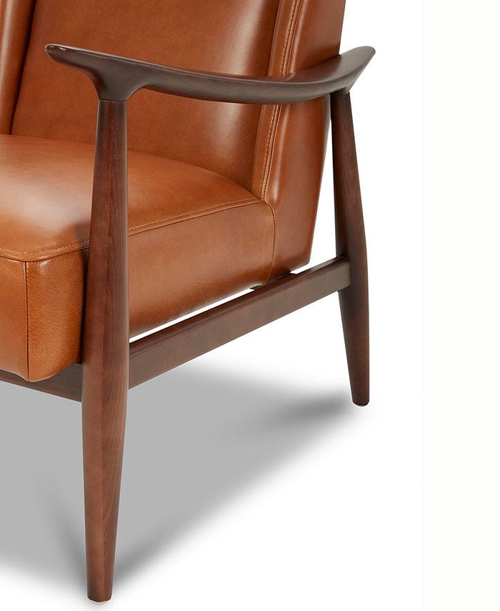 Furniture Jollene Leather Winged Accent Chair, Created for Macy's