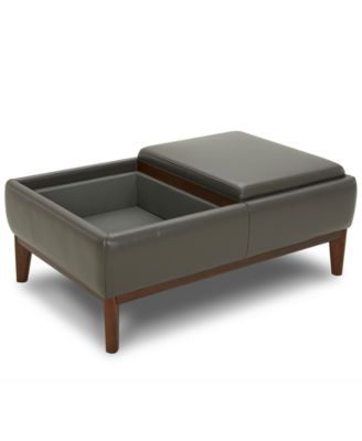 Jollene Leather Ottoman with Wood Trays, Created for Macy's