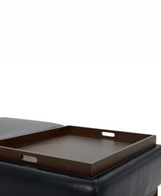 Jollene Leather Ottoman with Wood Trays