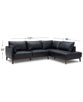 Jollene Leather 2-Pc. Sectional with Chaise, Created for Macy's