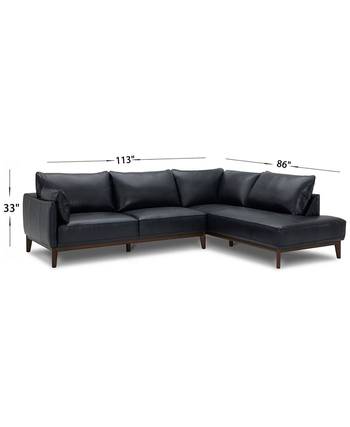 Furniture Jollene Leather 2Pc. Sectional with Chaise, Created for Macy