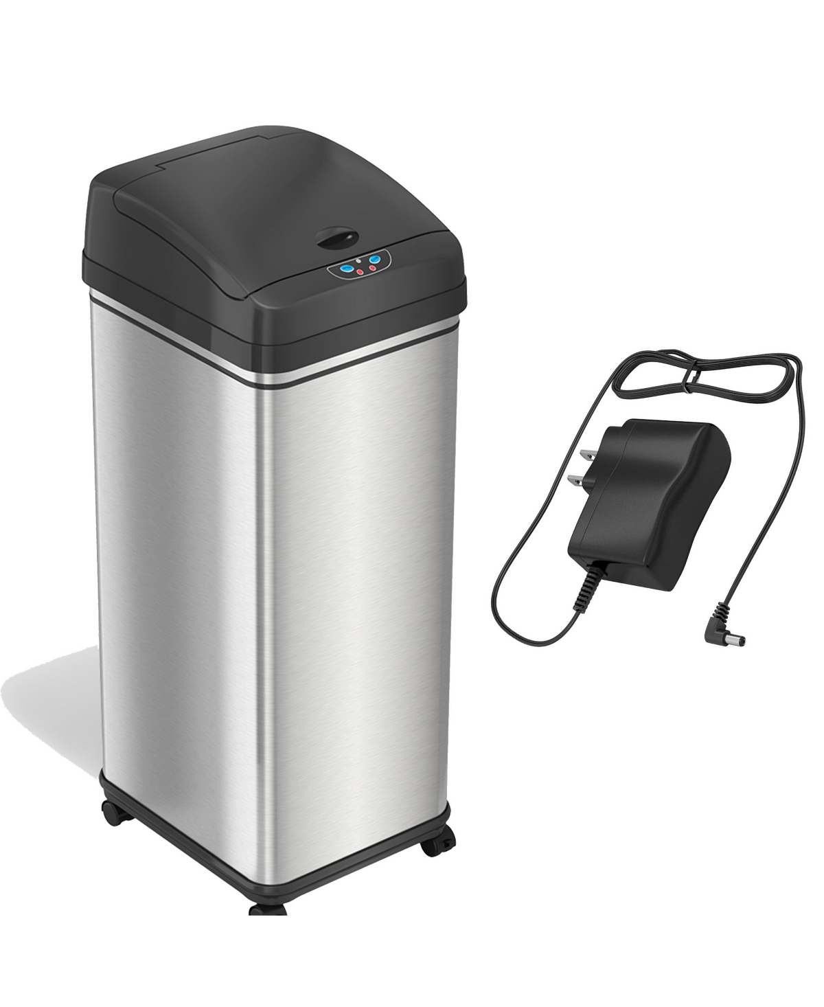iTouchless 13 Gal Glide Sensor Trash Can with Wheels and Deodorizer - Silver