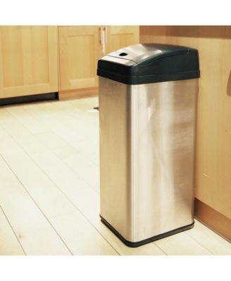 13 Gallon / 49 Liter Stainless Steel Kitchen Trash Can with Odor Filter  and AC Adapter