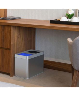 20 Liter / 5.3 Gallon Dual Compartment Stainless Steel Open Top Kitchen Trash Can & Recycle Bin Combo