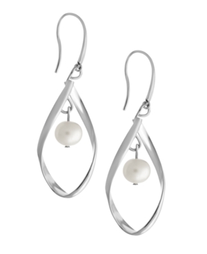 image of Teardrop Earrings with Imitation Pearl Drop in Fine Silver Plate