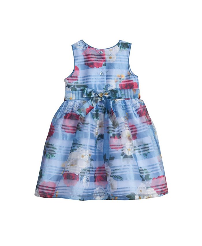 Laura Ashley Little Girls Floral Shadow Stripe Dress - Macy's