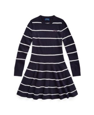 Polo Ralph Lauren Big Girls Logo Striped Sweater Dress - Macy's