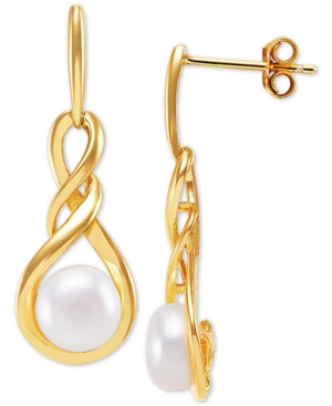 image of Giani Bernini Cultured Freshwater Pearl (7mm) Twist Drop Earrings, Created for Macy-s