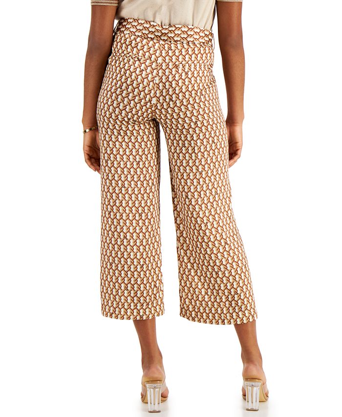 Marella Camel Chain-Print Cropped Pull-On Trousers - Macy's
