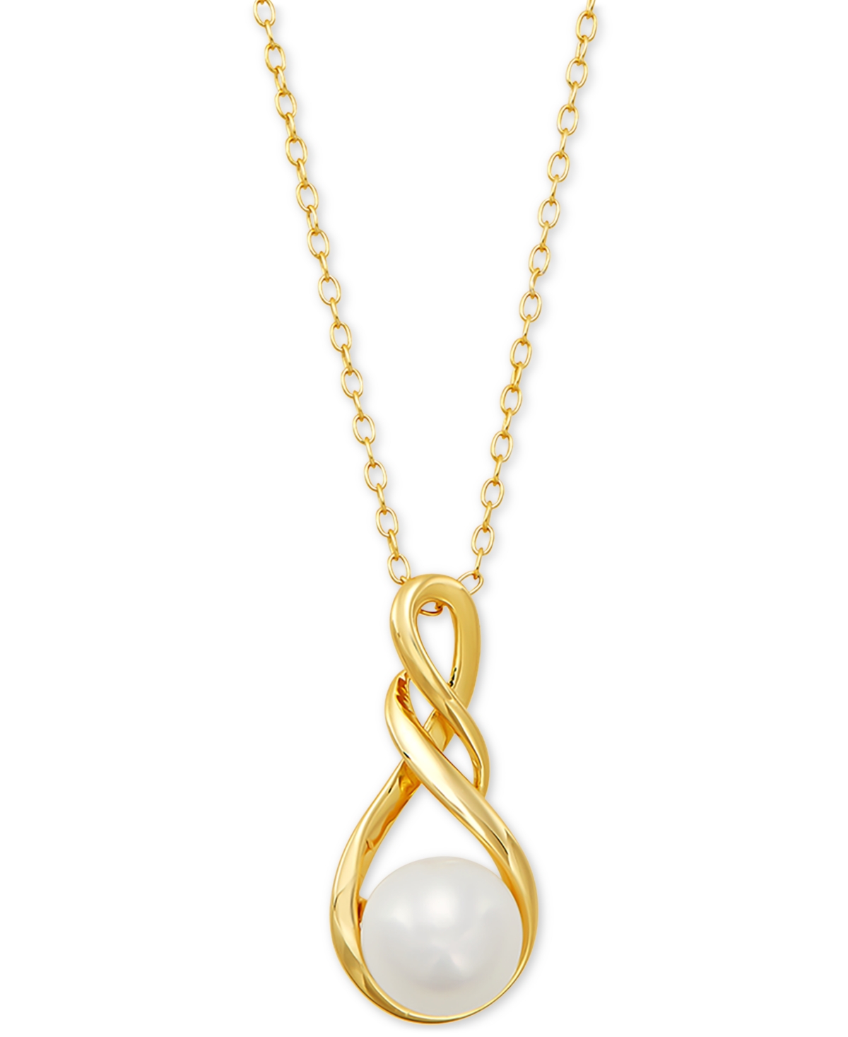 Giani Bernini Cultured Freshwater Pearl (8-1/2mm) 18" Pendant Necklace, Created For Macy's In Gold