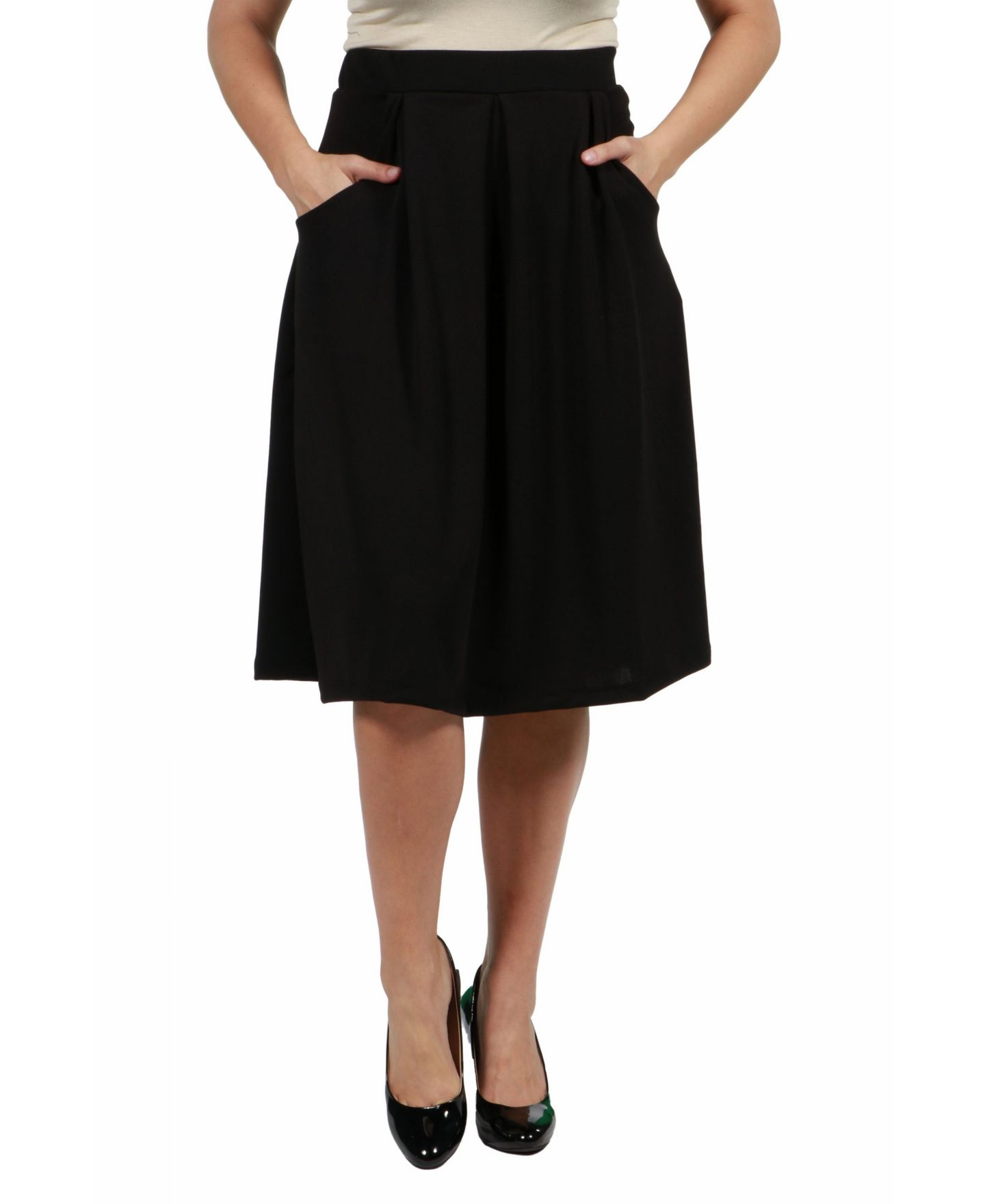 Женская юбка 24seven Comfort Apparel Plus Size Classic Knee Length, цвет: Чёрный — фото 1
