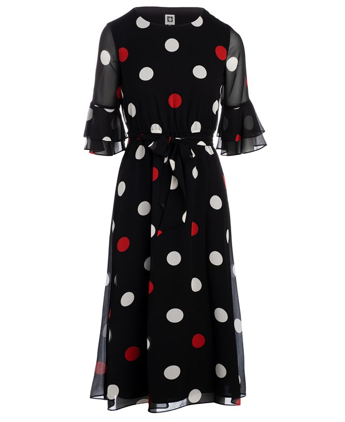 Anne Klein Dot Print Smocked Dress Macy s
