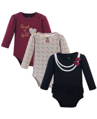 Little Treasure Baby Girls Treasure 3Pk Long Sleeve Bodysuits - Burgundy heart of gold 22$