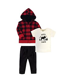 Toddler Boys and Girls 3 Piece Cotton Hoodie, Tee Top and Pant Set