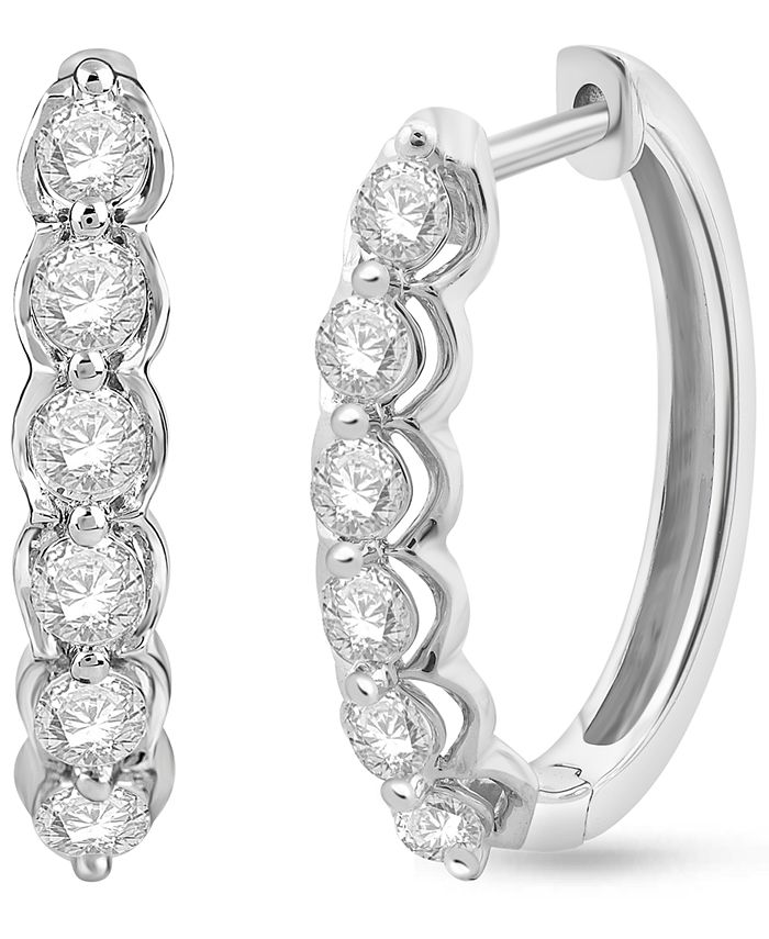Macy's - Diamond Hoop Earrings (1 ct. t.w.) in 10k White Gold