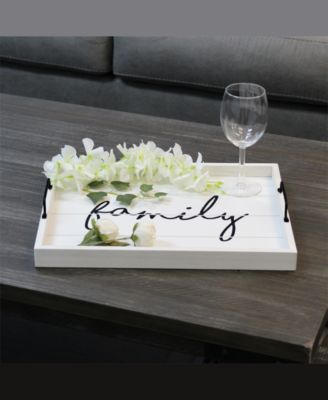 Decorative Wood Serving Tray with Handles - Family
