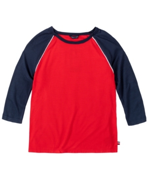 image of Tommy Hilfiger Big Girl-s Colorblock 3/4 Sleeve Rib Tee
