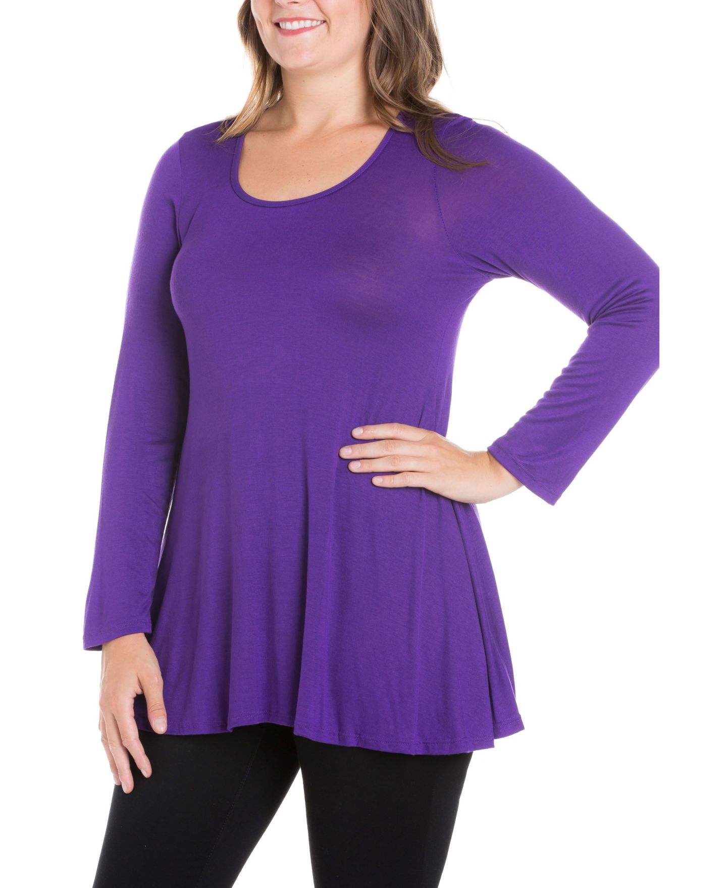 Женский топ 24seven Comfort Apparel Plus Size Poised Swing Tunic Top, цвет: Аметистовый — фото 2