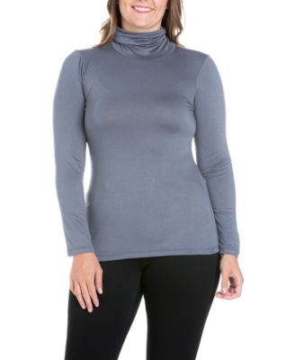 24seven Comfort Apparel Women's Plus Size Classic Turtleneck Top - Macy's