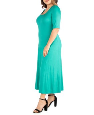 Plus Size Elbow Length Sleeve Maxi Dress