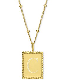 Engraved Initial Square Pendant Necklace in 14k Gold-Plated Sterling Silver, 18" + 2" extender