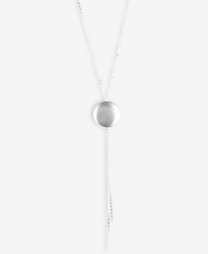 image of Lucky Brand Silver-Tone Disk Long Lariat Necklace, 30