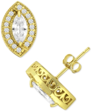image of Giani Bernini Cubic Zirconia Marquise Halo Stud Earrings in 18k Gold-Plated Sterling Silver, Created for Macy-s