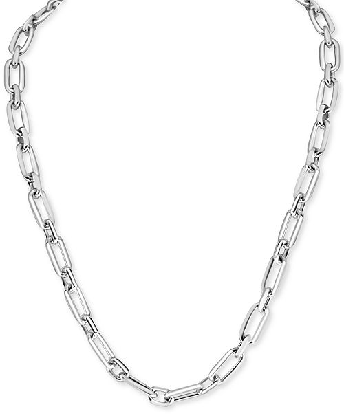 alfani EFFY Collection EFFY® Men's Large Oval Link 22" Chain Necklace in Sterling Silver Jewelry & Watches
