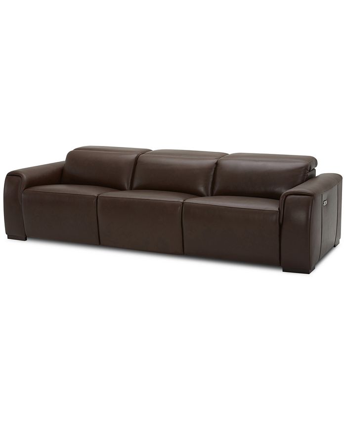 Pc Leather Sofa With 3 Power Recliners, Macy S Black Leather Reclining Sofa