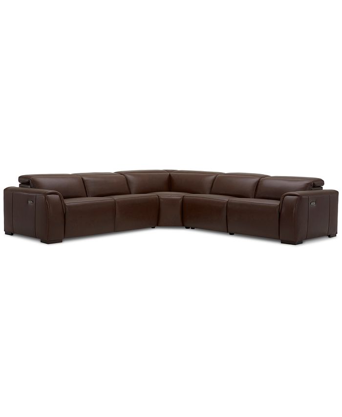 Furniture Dallon 5 Pc Leather, Brown Leather Sectional Recliner