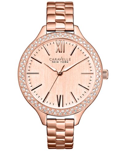 Caravelle New York by Bulova Women's Rose Gold-Tone Stainless Steel Bracelet Watch 37mm 44L125