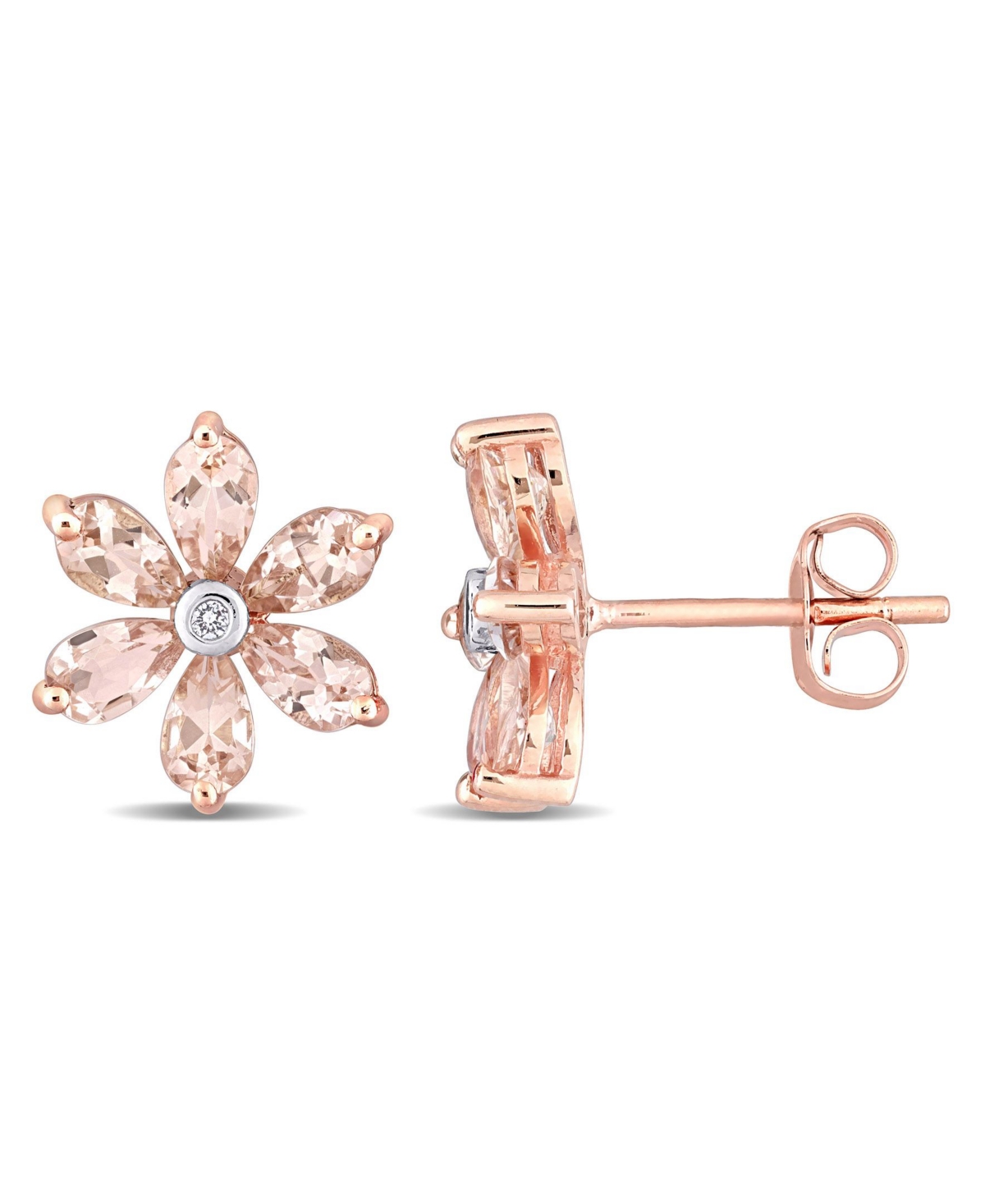 Shop Macy's Morganite And Diamond Accent Floral Stud Earrings