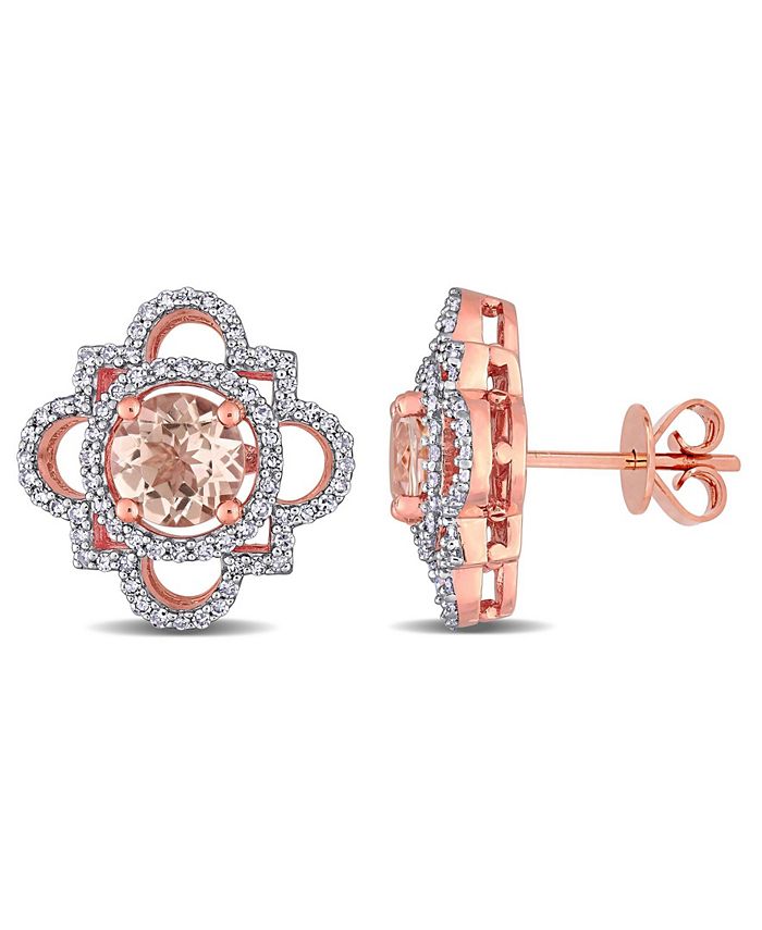 Macy s Morganite and Diamond Quatrefoil Stud Earrings Macy s