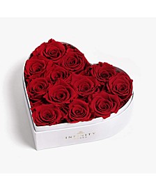 Heart Box of 12 Red Real Roses Preserved to Last Over a Year