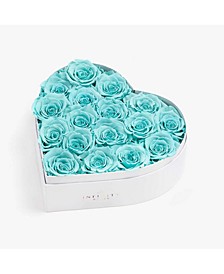 Heart Box of 17 Tiffany Blue Real Roses Preserved to Last Over a Year