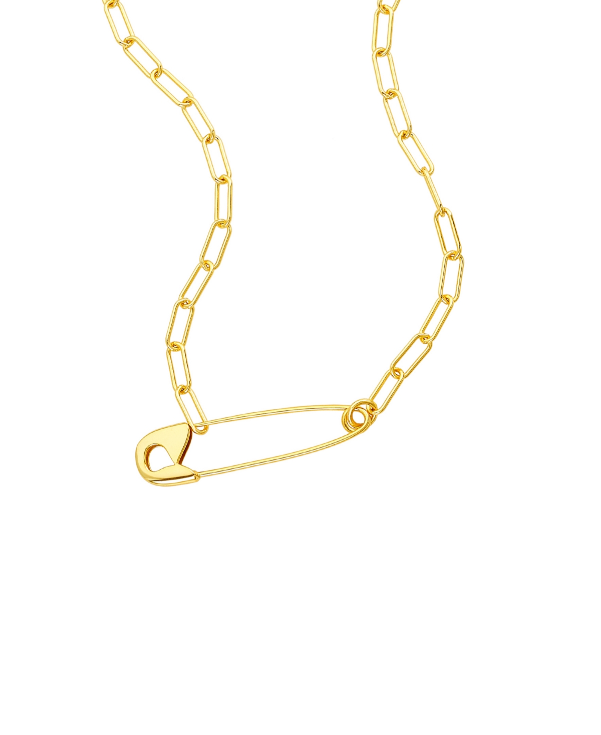 Safety Pin Paper Clip Necklace - Yellow